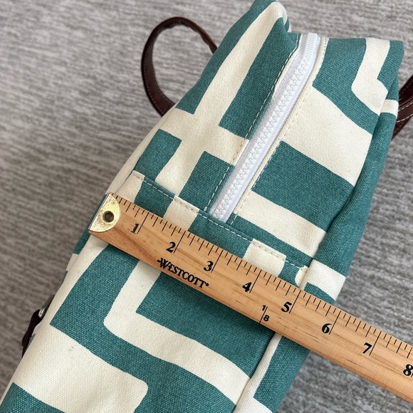 Maika Recycled Canvas Zippered Backpack in Malibu Natural & Teal Vegan Straps - Picture 9 of 13